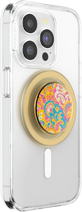 PopSockets Phone Grip for MagSafe, Magnetic Holder- Gaudy Gold | Removable, For Kindle / Android / iPhone, With Magnet, Gold, Enamel, Designs