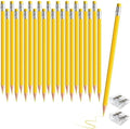 24PCS Erasable Colored Pencils with Eraser Pre Sharpened Pencil 2 HB - Ideal for Checking, Grading, Tests & Office/School Supplies (Yellow)