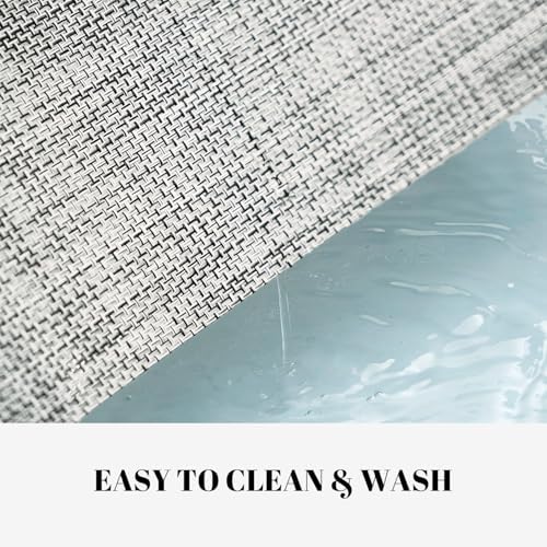 Placemats Set of 12 Vinyl/Plastic Woven Place Mats for Kitchen Table Indoor/Outdoor Washable Placemat Wipeable Dining Table Mats (Grey,12)