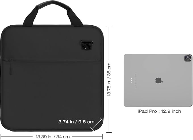 MoKo Zipper Binder, 3 Inch 3 D Ring, 5 Tab File Folders, 700 Sheets, Black | Water-repellent 900D Oxford fabric with 5 folders, 2 mesh pocket, reinforced handle and adjustable shoulder strap.