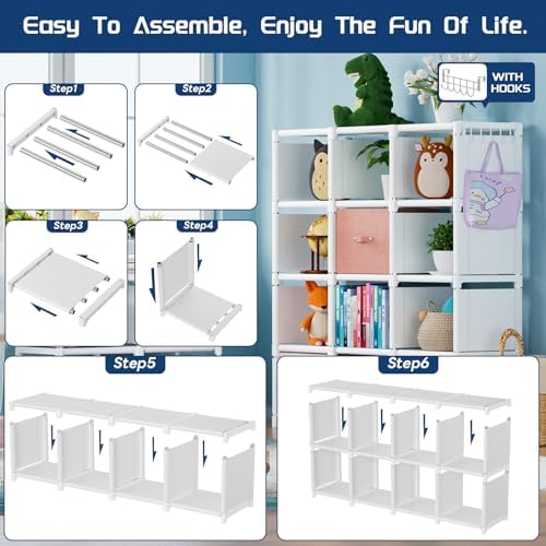 Mavivegue 20 Cube Book Shelf, Storage Organizer, Large DIY Bookcase, Metal Cube Bookshelf, Cubbies Closet Storage Organizer Shelves for Bedroom,Living Room,Home,Office