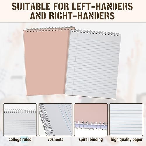 Maitys 6 Pcs Steno Spiral Notebooks, Delicate Color, Classic Style