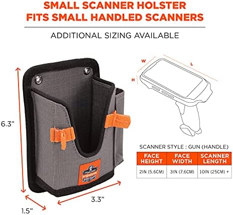Ergodyne Squids 5543 Barcode Scanner Holder Equipment Mount for Gun Grip Mobile Computers, Handheld Bar Code Scanners, Fastener Straps to Attach to Forklift Gray Small