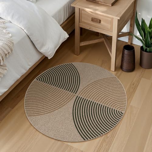 Lahome Modern Rainbow Small Round Rug 3ft, Circle Washable Kitchen Rug