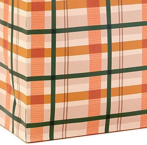Hallmark 13" Large Fall Gift Bag Bundle (3 Bags: Orange and Tan Plaid, Leaves, Grateful Wreath) for Thanksgiving, Friendsgiving, Boss's Day, Clergy Appreciation, Grandparents Day