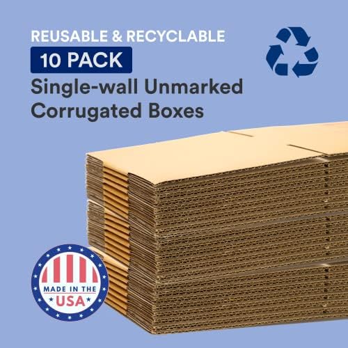 BOX USA 14 x 14 x 48 Corrugated Cardboard Boxes, Tall 14"L x 14"W x 48"H, Pack of 10 | Shipping, Packaging, Moving, Storage Box for Home or Business, Strong Wholesale Bulk Boxes