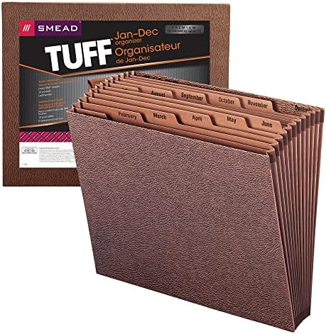 Smead TUFF Expanding File, Monthly (Jan.-Dec.), 12 Pockets, Letter Size, Redrope-Printed Stock (70488)