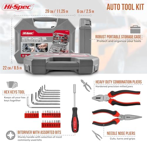 Hi-Spec SAE Auto Mechanics Hand Tool Kit Car Motorcycle Ratchet Wrench