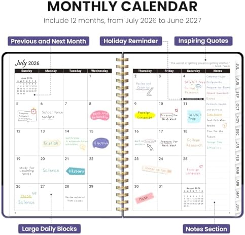 Large Planner 2026-2027, A4 (8.5" x 11") Hardcover Weekly & Monthly Planner July 2026 - June 2027 with Monthly Tabs, Academic Planner for School, Work and Office, Opulent Vase