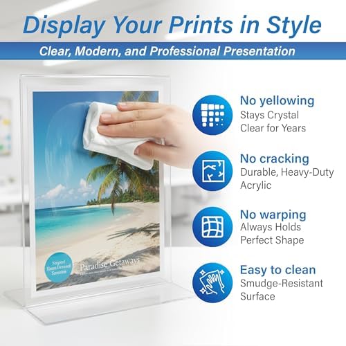 Azar Displays 152430-3PK Bottom Load Sign Holder 8.5x11 Clear Flexible Plastic Display Stand for Menus, Signs Vertical Tabletop Frame, Pack of 3