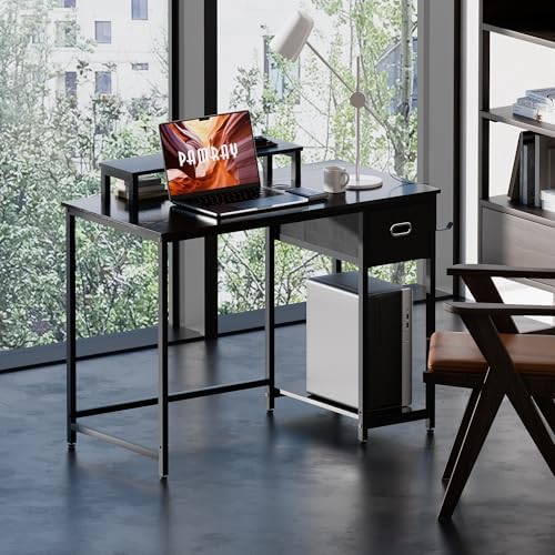 Pamray 39 Inch Small Computer Desk with Monitor Stand and Drawer for Gaming