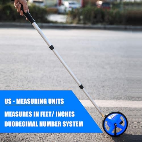 Zozen 6-Inch Measuring Wheel in Feet and Inches, Telescopic Handle, Blue