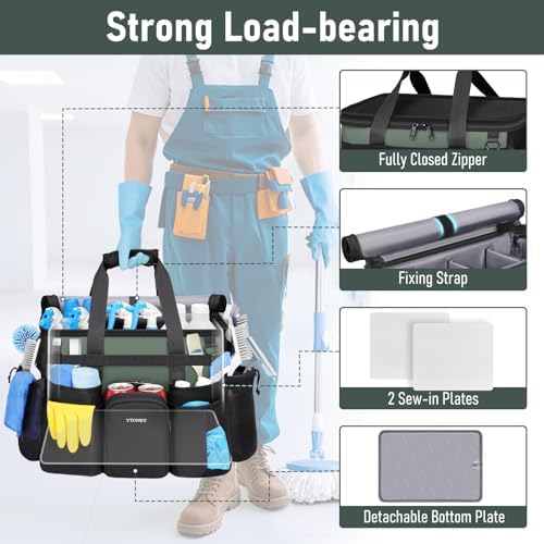 Ytonet Cleaning Caddy with Wheels, Extra Large Rolling Cleaning Caddy Bag