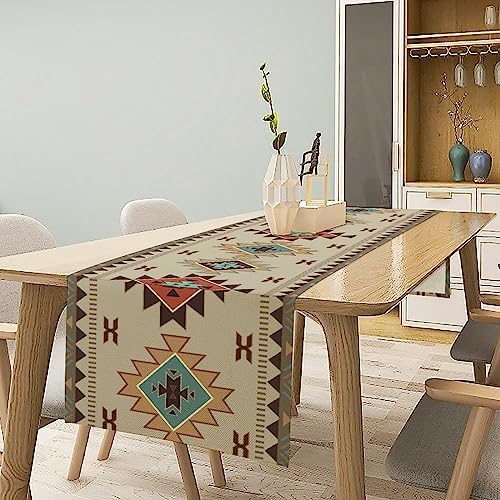 Aztec Southwest Table Runner,Ethnic Geometric Table Runners Dresser Scarves Table Setting Decor for Garden Farmhouse Wedding Party Holiday Dinner Home 13x36 Inch