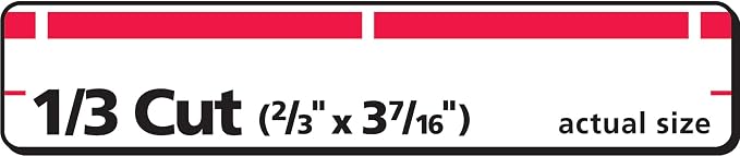 Avery TrueBlock File Folder Labels, 2/3" x 3-7/16", White/Red, 5 Packs, 7,500 Printable Labels Total (5066)