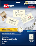 Avery® Clean Edge® Printable Business Cards, Sure Feed® Technology, 2" x 3.5", Ivory, 200 Blank Cards for Inkjet Printers (08876)