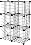 Amazon Basics 6-Cube Wire Grid Stackable Storage Organizer, Metal Shelving Unit, No-Tool Assembly, 26"W x 38"H x 12.6"D, Black