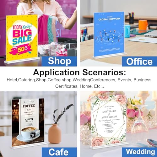 Arrobust 30 Pack Acrylic Sign Holder 8.5 x 11, Clear Display Table Top Signs Stand, Double Sided T Shape Flyer Holder, Plastic Frames Paper Holder for Stores Home Office Store Restaurants Wedding Retail Show Fair