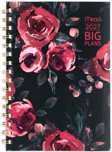 Mead 2027 Planner, Weekly & Monthly, 15-Month Oct-Dec, 5.5" x 8.5", BIG PLANS, Tea Party (1834-430-27)
