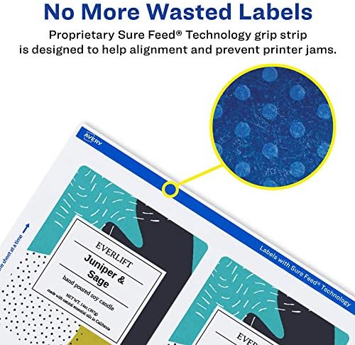 Avery® Matte White Rectangle Labels, Sure Feed® Technology, 3-1/3" x 4", 300 Matte White Printable Labels
