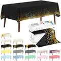 CXPSINC 54 Inch X 300 Feet Plastic Table Cover Roll Disposable Tablecloth with Slide Cutter for All Type/Shape Tables | Party, Banquet, Birthdays, Weddings(Black & Gold Dot, 300 Feet)