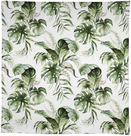 Green Tropical Leaves Tablecloth, Watercolor Jungle Plam Leaves Floral Botanical Print Farmhouse Holiday Tablecloths for Home Kitchen Party Dinner Decor 55x55in
