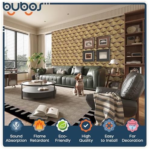 BUBOS 6 Pack Art Acoustic Wall Panels,70.8”x47.2”Self Adhesive for Home Decor