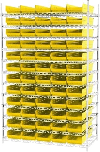 Akro-Mils 30184 Heavy Duty Plastic Shelf Bins, 24"x 8"x 4", Yellow, 6-Pack