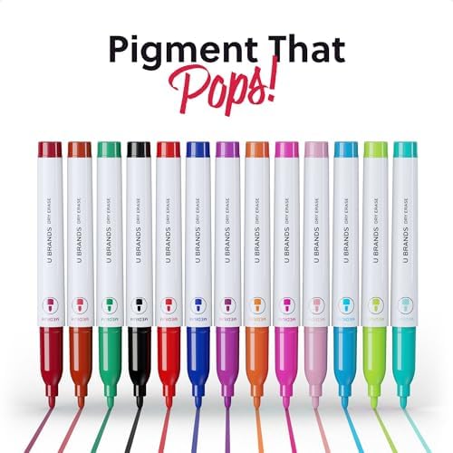 U Brands Dry Erase Markers Medium Tip Set, 21 Pack, Assorted Colors, Whiteboard Pens with Medium Point and Built In Eraser Caps, Low Odor Ink, Dry Erase Markers For Classroom, Office, Or Home