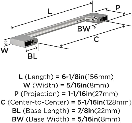 Amerock 10BX3713226 | Polished Chrome Cabinet Pull | 5-1/16 inch (128mm) Center-to-Center | 30 Pack | Cityscape | Furniture Hardware