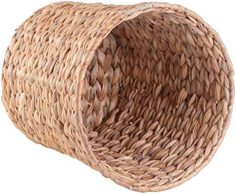 Natural Water Hyacinth Round Waste Basket - for Bathrooms, Bedrooms, or Offices