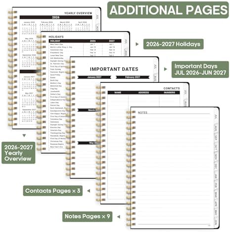 Planner 2026-2027, Weekly & Monthly Academic Calendar, Jul 2026 – Jun 2027