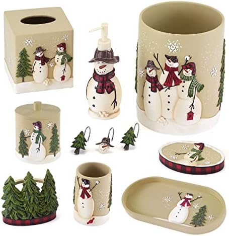 Avanti Linens - Covered Jar, Resin Countertop Accessories, Christmas Decorations (Snowmen Gathering Collection)