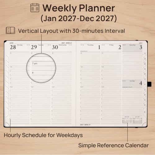 POPRUN 2027 Planner Weekly and Monthly,8.5" x 10.5" Recycled Paper Calendar