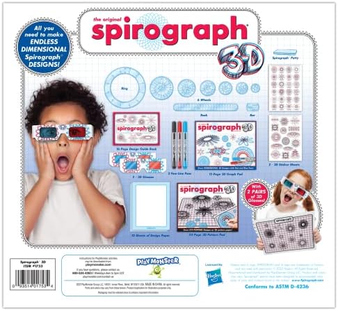 Spirograph 3D - The Classic Way to Make Amazing 3D Designs - See Your Designs Pop Off The Page! - Ages 8+