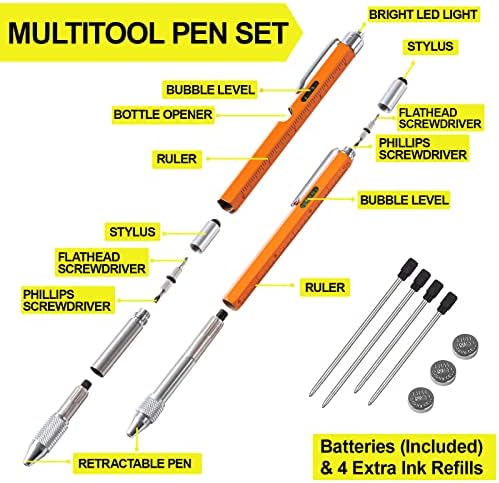 11 in 1 Multitool Pen Set, Orange, 2 Pack