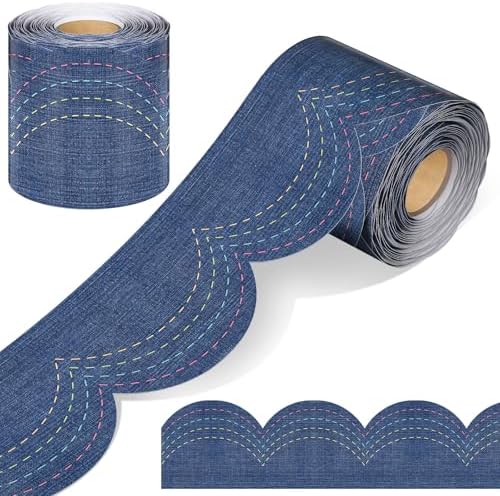 Zonon 65.6 Feet Blue Jeans Bulletin Board Border Farmhouse Classroom Decor