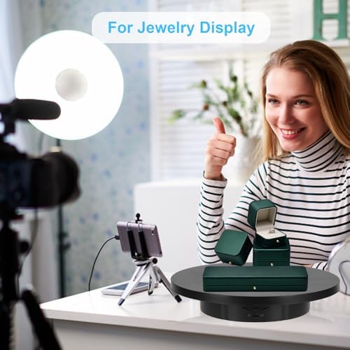 2 in 1 Motorized Rotating Display Stand with 5.74 /8.66 inch Replacement Cover, Remote Control 360 Degree Electric Turntable Display Stand Max 22lbs Load Auto Lazy Susan for Photography LiveStream