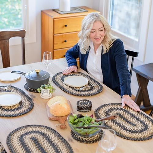 Homespice Kilimanjaro Jute Braided Placemats, Oval 13x19 Set of 4