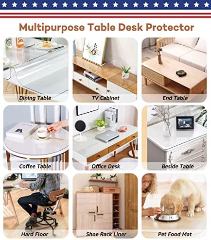 RostiKong 42 Inch Round Clear Plastic Dining Table Protector PVC Tablecloth Cover Vinyl Table Cloths Pad Waterproof Wipeable Furniture Desktop Tabletop Pad for Kitchen Room Coffee Desk Blotter Pad Mat
