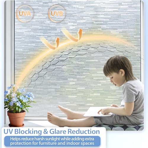 GTJ Frosted Glass Window Film for Privacy, Static Cling,17.5" x 78.7"in