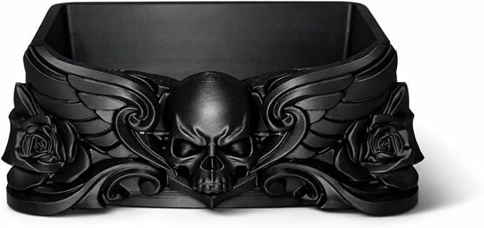 Gothic Skull Business Card Holder – Premium Desk Organizer for Tattoo Artists, Dark Decor Card Stand, Office Desk Display, Unique Gift for Tattoo Artist, Studio Reception Decor