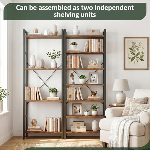 Triple Bookshelf, Free Standing Bookcase with Open Storage Shelves
