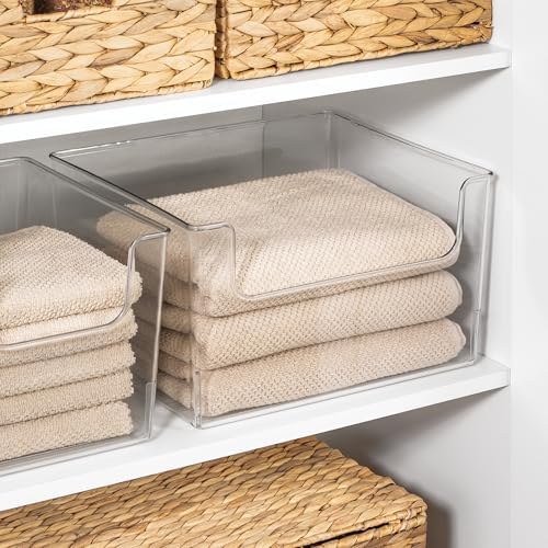 iDesign Open-Front Storage Bin, Set of 4, Clear