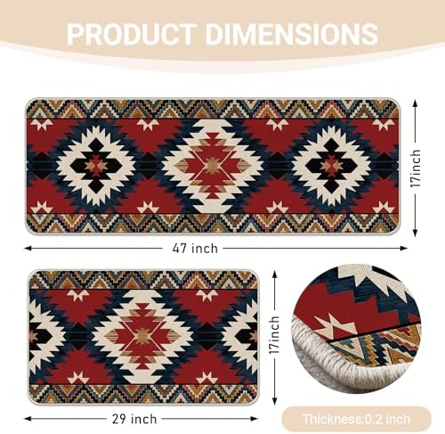 Southwest Native American Aztec Kitchen Rugs Set of 2