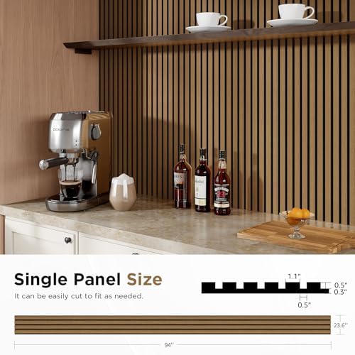 SMARTSTANDARD Wood Slat Acoustic Wall Panels 2 Pack 94"x23.6" Classic Oak