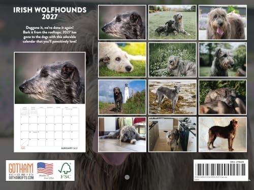 Irish Wolfhound Calendar 2027 Monthly Wall Calender 12 Month