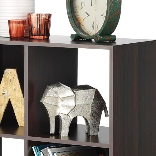 Whitmor 9 Cube Storage Organizer, 3 Tier Stackable MDF Wood Bookcase, Open Storage Display Bookshelf, Storage Cabinet for Living Room, Bedroom, Home, Office, 35.5" L x 11.7" W x 35.5" H, Espresso