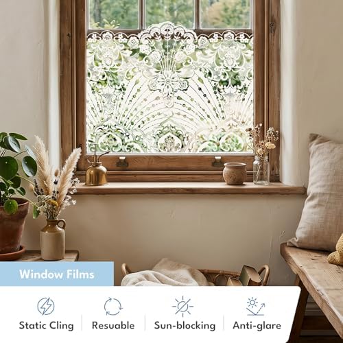 ADD.HERES Stained Glass Window Film, Window Film Decorative, 17.5 x 78.7 in