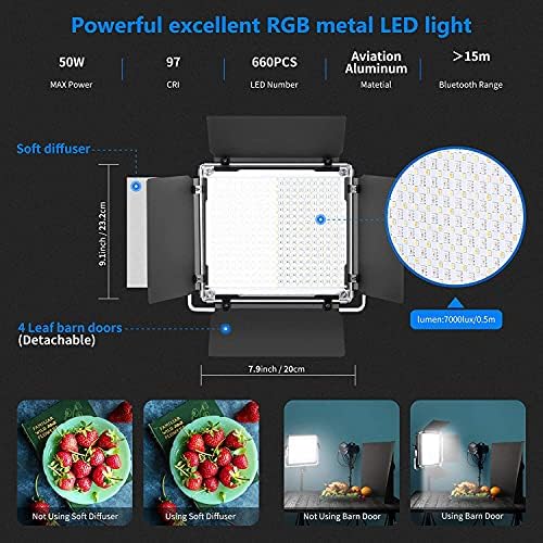 NEEWER 660 PRO RGB LED Video Light with App Control/Barn Door/U Bracket